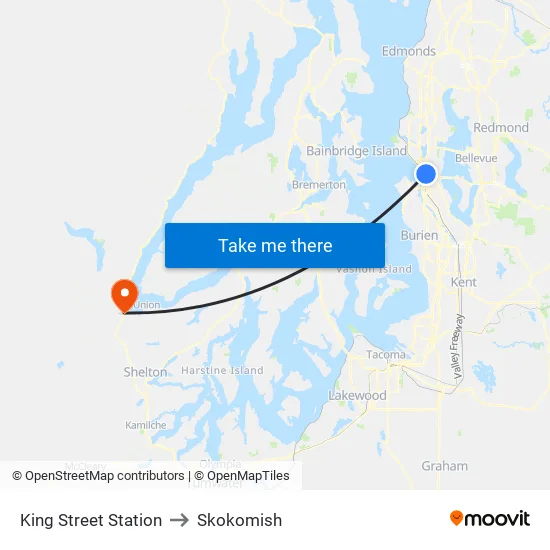 King Street Station to Skokomish map