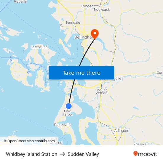 Whidbey Island Station to Sudden Valley map