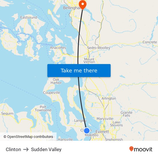 Clinton to Sudden Valley map