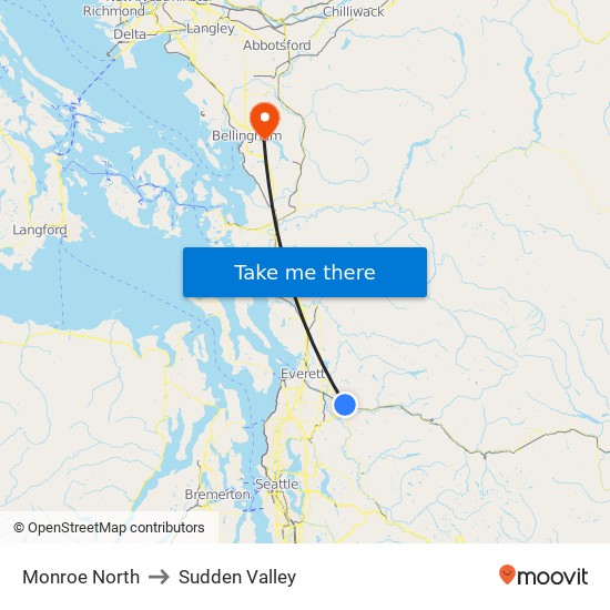 Monroe North to Sudden Valley map