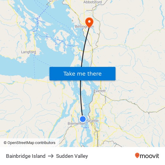 Bainbridge Island to Sudden Valley map