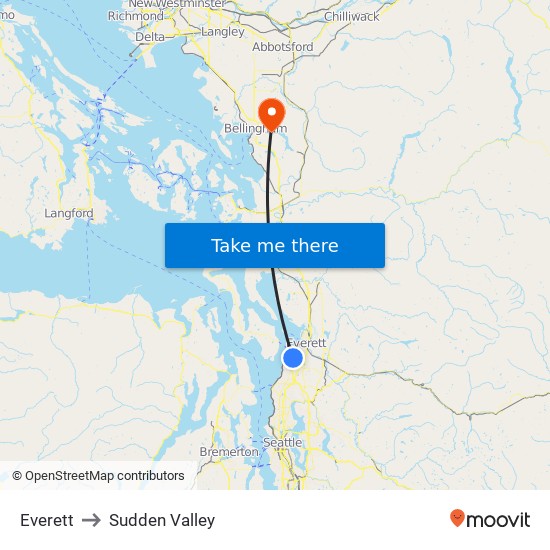 Everett to Sudden Valley map