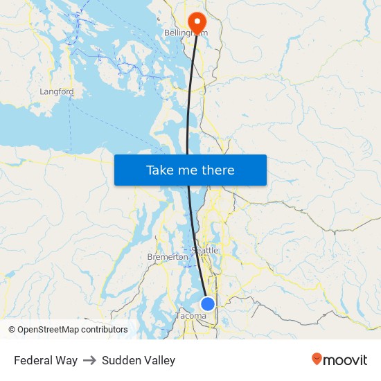 Federal Way to Sudden Valley map