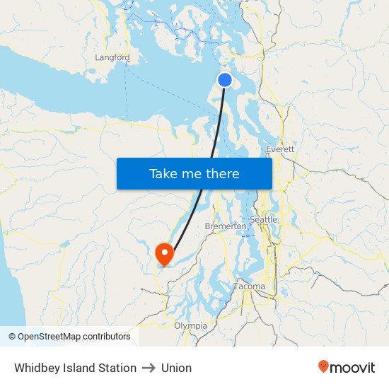 Whidbey Island Station to Union map