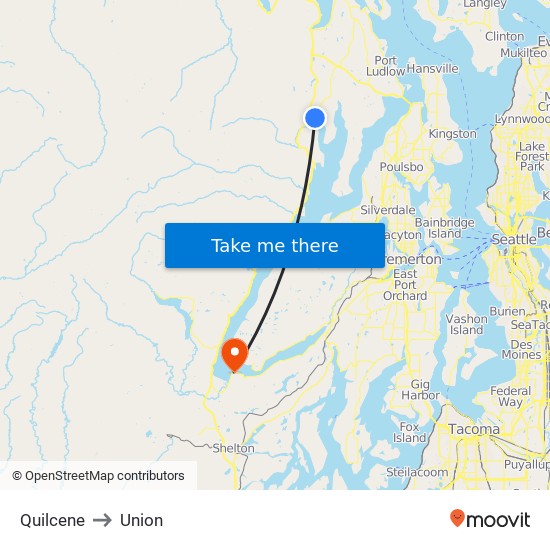 Quilcene to Union map