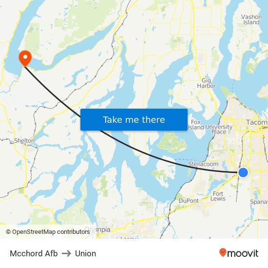 Mcchord Afb to Union map