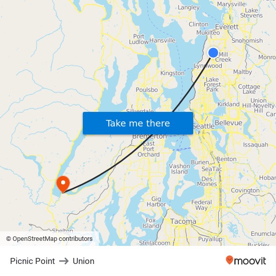 Picnic Point to Union map