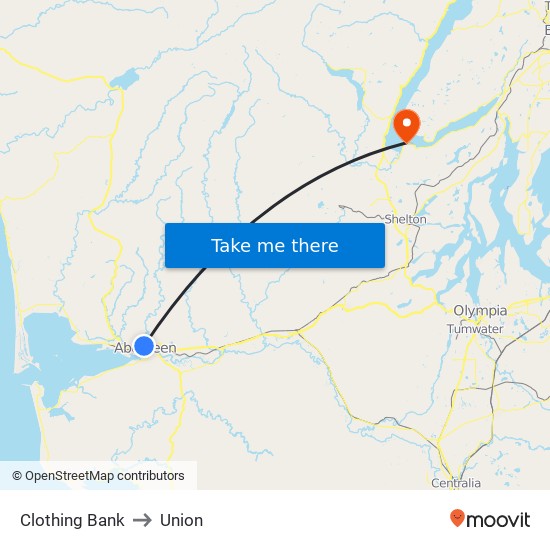 Clothing Bank to Union map