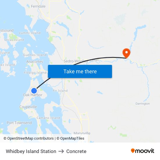 Whidbey Island Station to Concrete map