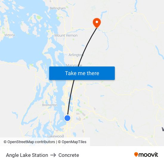 Angle Lake Station to Concrete map