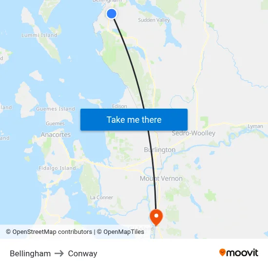 Bellingham to Conway map
