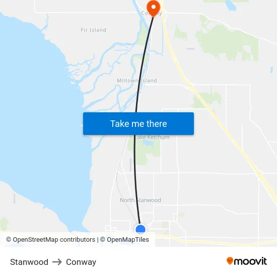 Stanwood to Conway map