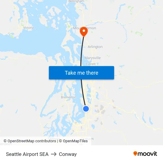 Seattle Airport SEA to Conway map