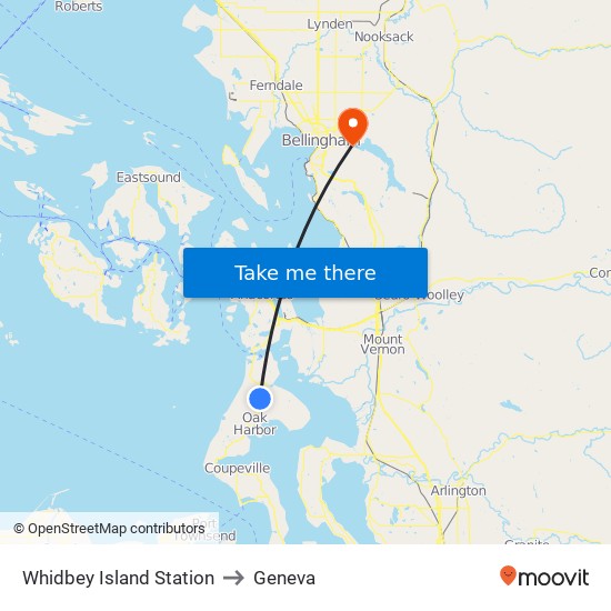 Whidbey Island Station to Geneva map