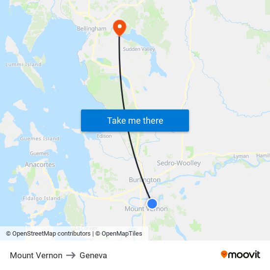 Mount Vernon to Geneva map