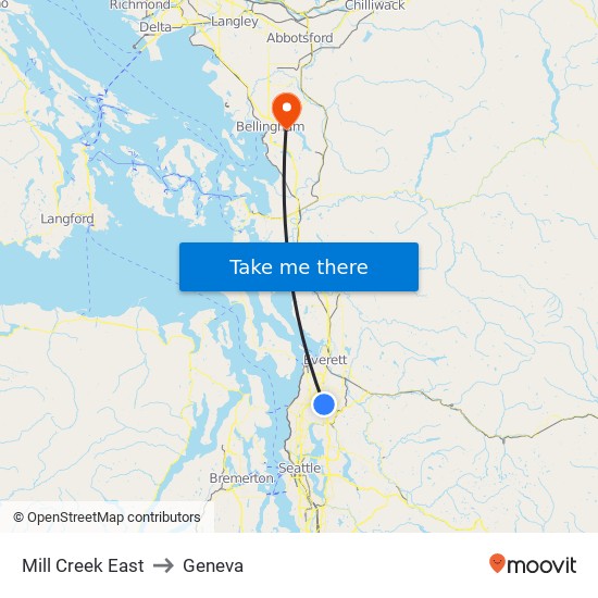 Mill Creek East to Geneva map