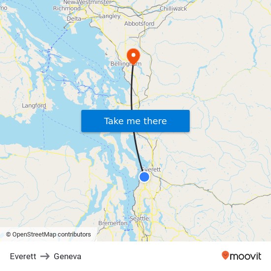 Everett to Geneva map