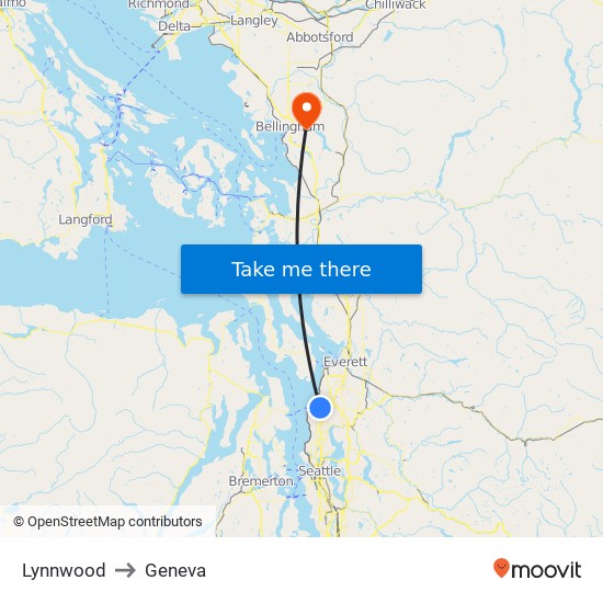 Lynnwood to Geneva map