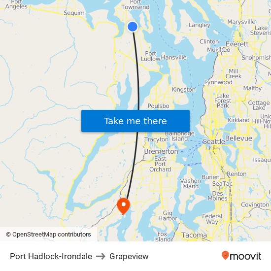 Port Hadlock-Irondale to Grapeview map