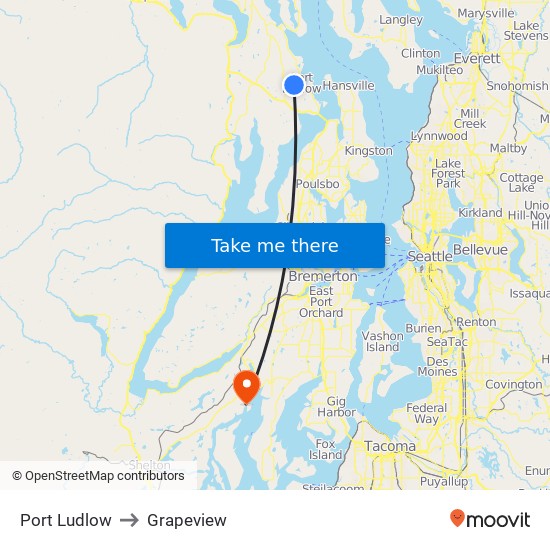 Port Ludlow to Grapeview map