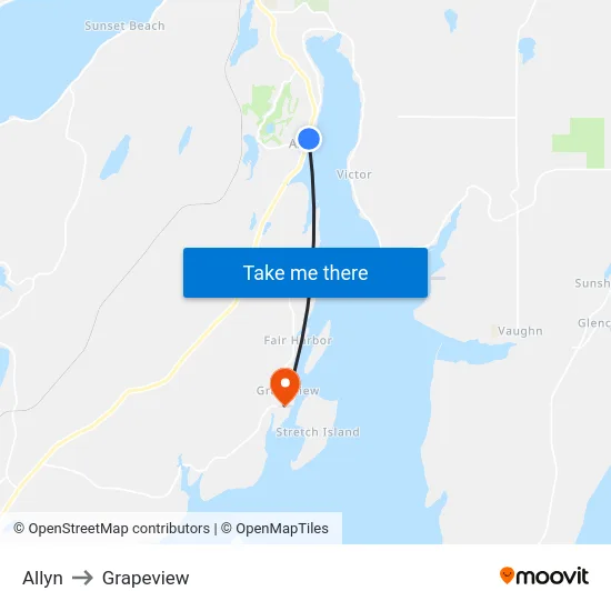 Allyn to Grapeview map