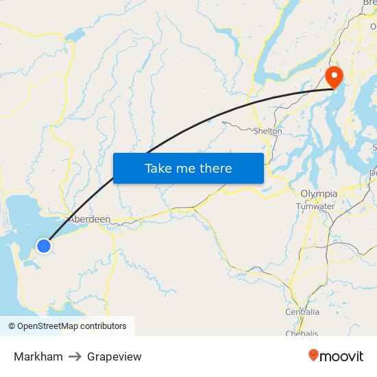 Markham to Grapeview map