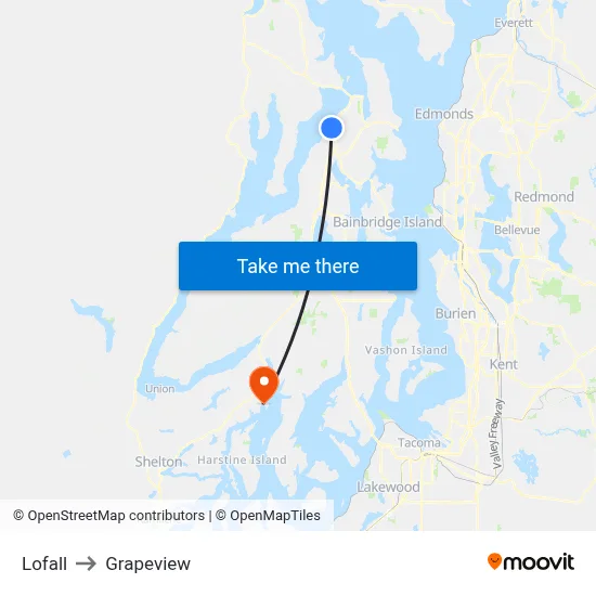 Lofall to Grapeview map