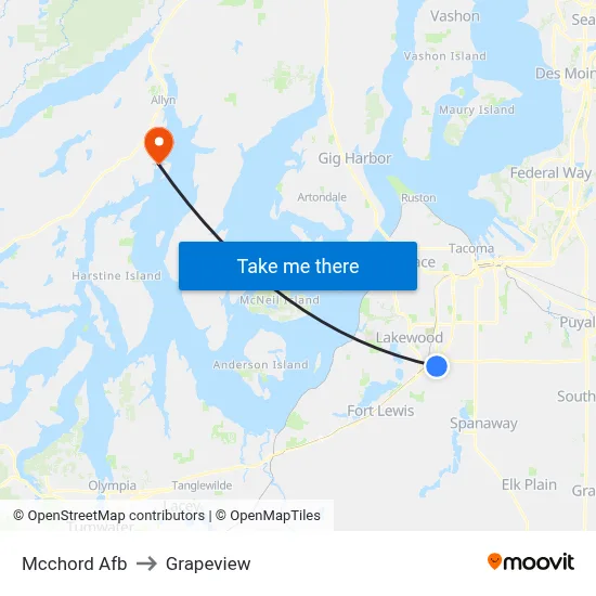 Mcchord Afb to Grapeview map