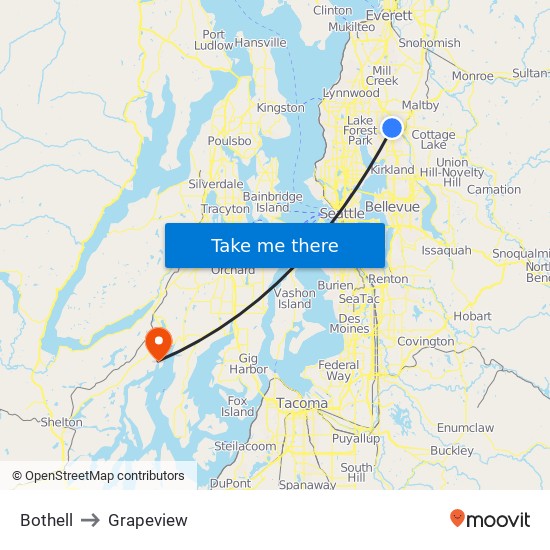 Bothell to Grapeview map