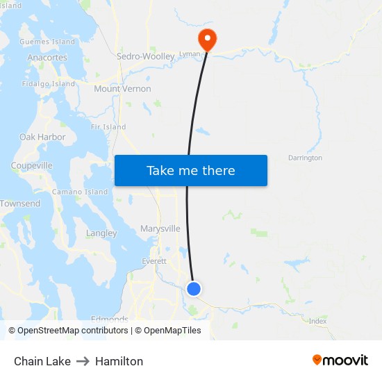 Chain Lake to Hamilton map