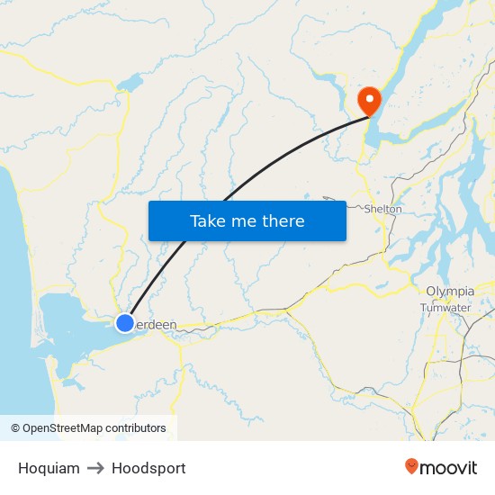 Hoquiam to Hoodsport map