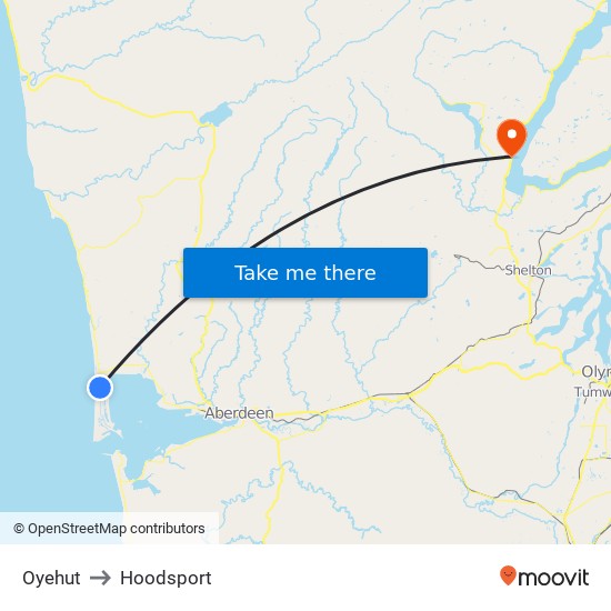 Oyehut to Hoodsport map