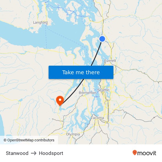 Stanwood to Hoodsport map