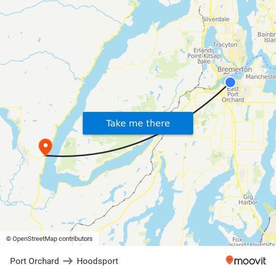 Port Orchard to Hoodsport map