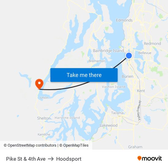 Pike St & 4th Ave to Hoodsport map