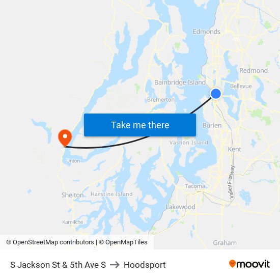 S Jackson St & 5th Ave S to Hoodsport map