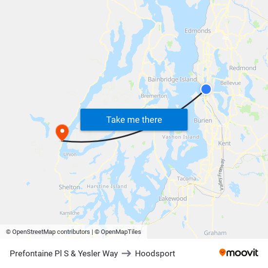 Prefontaine Pl S & Yesler Way to Hoodsport map