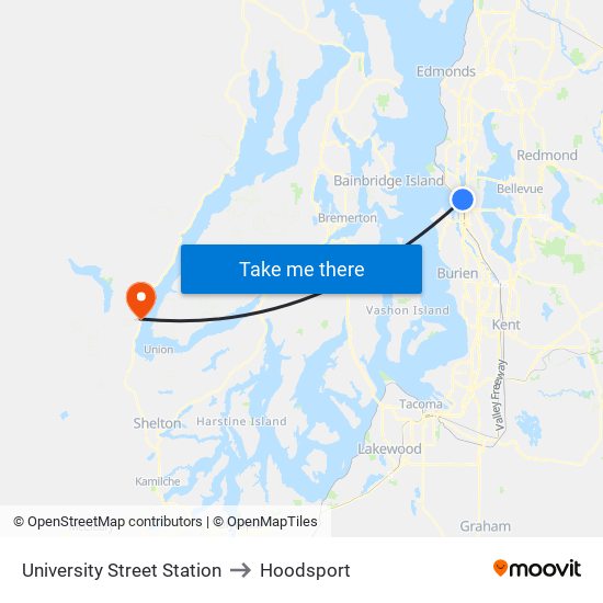 University Street Station to Hoodsport map