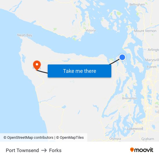 Port Townsend to Forks map