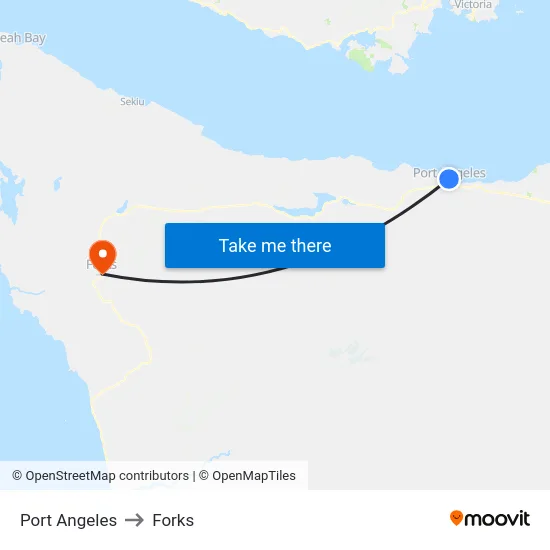 Port Angeles to Forks map