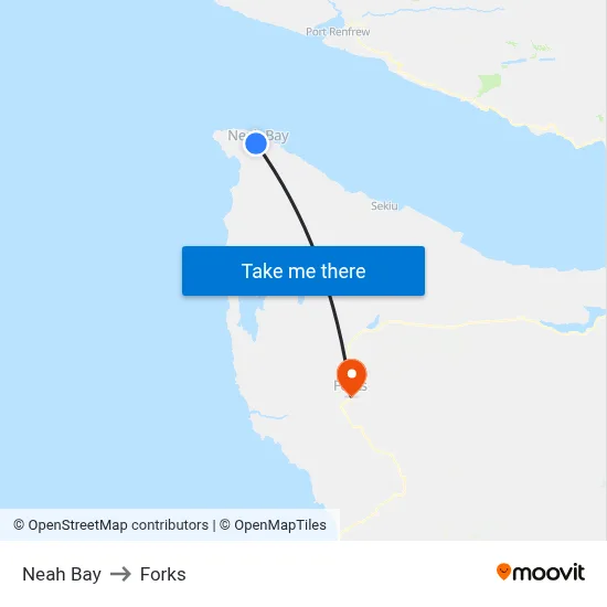 Neah Bay to Forks map