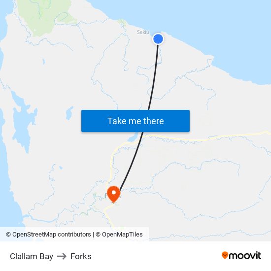 Clallam Bay to Forks map