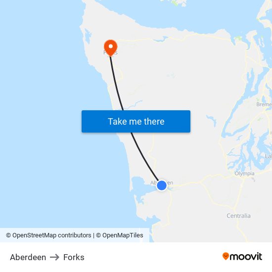 Aberdeen to Forks map