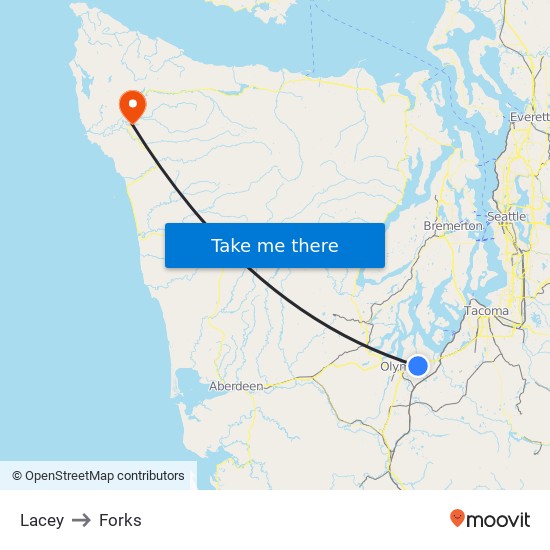 Lacey to Forks map