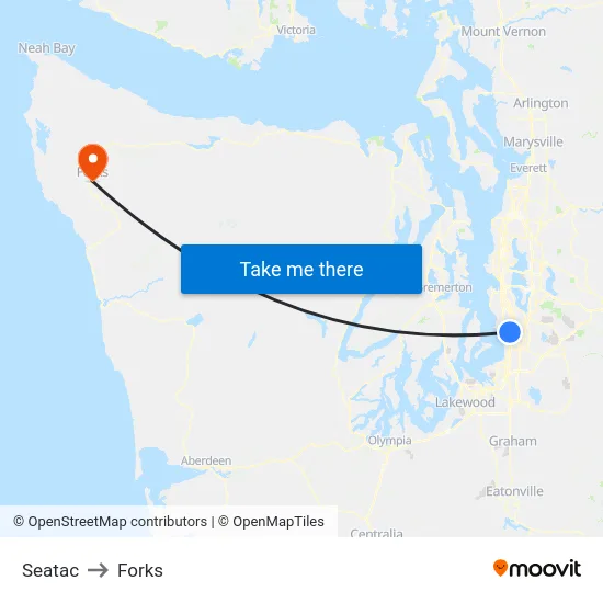 Seatac to Forks map