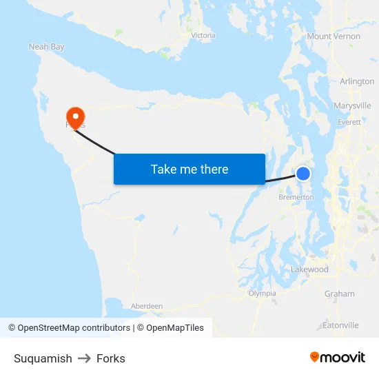 Suquamish to Forks map