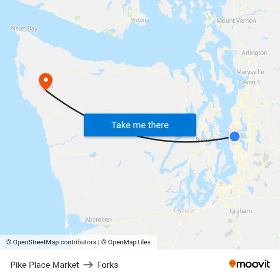 Pike Place Market to Forks map