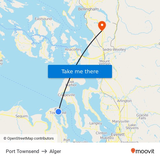 Port Townsend to Alger map