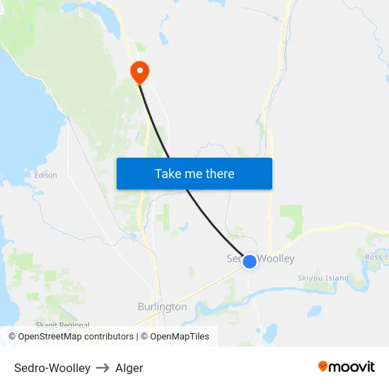 Sedro-Woolley to Alger map