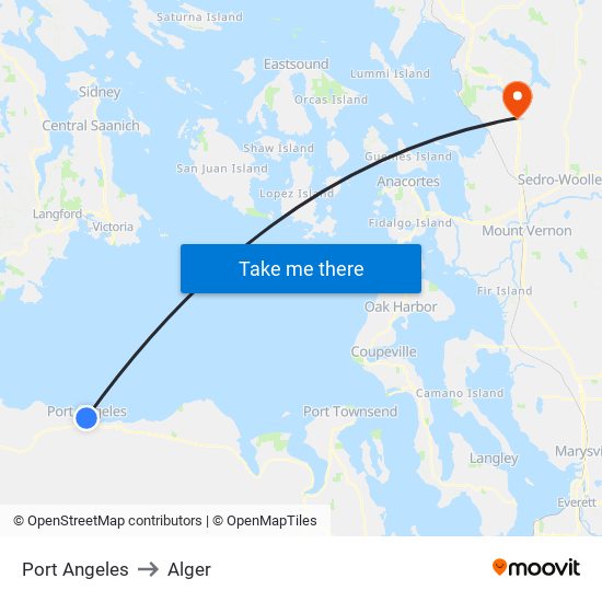 Port Angeles to Alger map